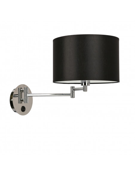 CANDELLUX ALEXIA LAMPA KINKIET CHROMOWY 1X40W E14 ABAŻUR CZARNY 21-27580