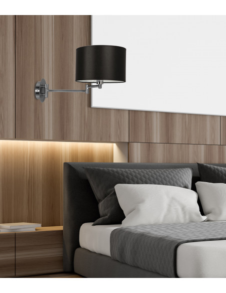 CANDELLUX ALEXIA LAMPA KINKIET CHROMOWY 1X40W E14 ABAŻUR CZARNY 21-27580