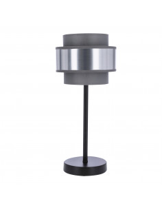 CANDELLUX HARE LAMPA STOŁOWA CZARNY 1X60W E27 ABAŻUR SZARY+SREBRNY 41-18465