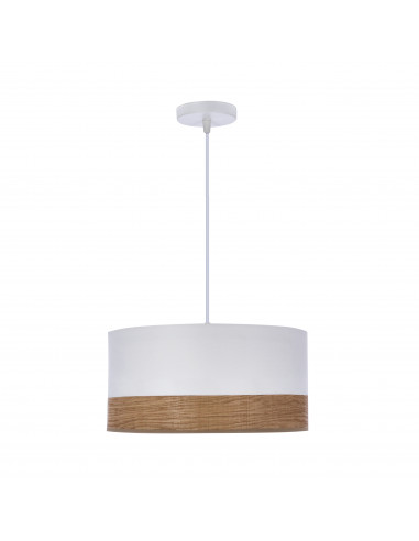 CANDELLUX PORTO LAMPA WISZĄCA BIAŁY 1X60W E27 ABAŻUR BIAŁY+ORZECHOWY 31-21625