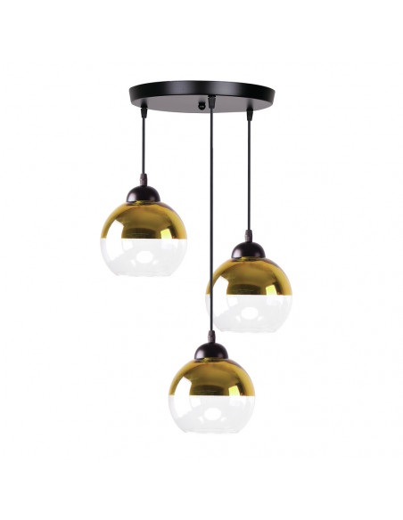 CANDELLUX CONTESSA LAMPA WISZĄCA TALERZ CZARNY 3X40 E27 KLOSZ ZŁOTY 33-21281