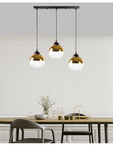 CANDELLUX CONTESSA LAMPA WISZĄCA CZARNY 3X40 E27 KLOSZ ZŁOTY 33-21250