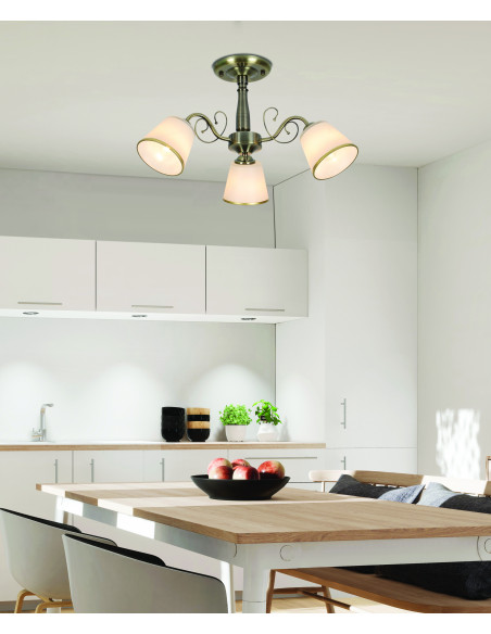 CANDELLUX LOSANNA LAMPA WISZĄCA PATYNOWY 3X40W E14 KLOSZ BIAŁY Z OBWÓDKĄ 33-26590