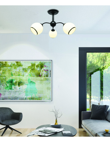 CANDELLUX MARINEN LAMPA WISZĄCA CZARNY 3X40W E27 KLOSZ BIAŁY Z OBWÓDKĄ 33-26569