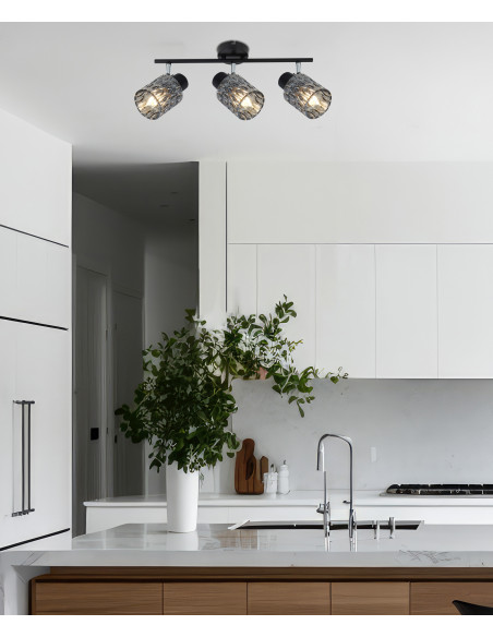 CANDELLUX BILL LAMPA SUFITOWA LISTWA CZARNY 3X40W E27 KLOSZ DYMIONY 93-27399