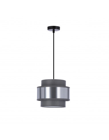CANDELLUX Hare lampa wisząca czarny 1x60W E27 abażur szary+srebrny 31-18410