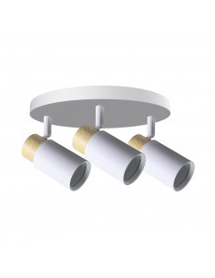 CANDELLUX Claro lampa sufitowa plafon biały 3x15W GU10 klosz biały+drewniany 98-27733