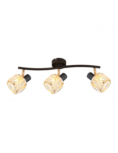 CANDELLUX Dubai lampa sufitowa listwa czarny 3x40W E14 klosz różowy złoty kryszt transp 93-30191