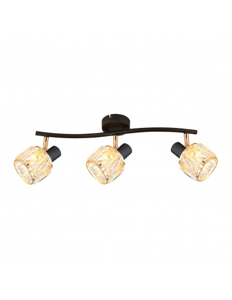 CANDELLUX Dubai lampa sufitowa listwa czarny 3x40W E14 klosz różowy złoty kryszt transp 93-30191
