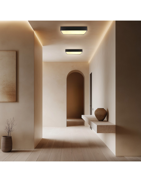 CANDELLUX Quattro lampa sufitowa plafon kwadrat czarny 35x35 18W LED 4000K klosz bia³y 10-31952