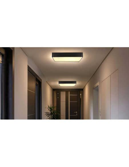 CANDELLUX Quattro lampa sufitowa plafon kwadrat czarny 35x35 18W LED 4000K klosz bia³y 10-31952