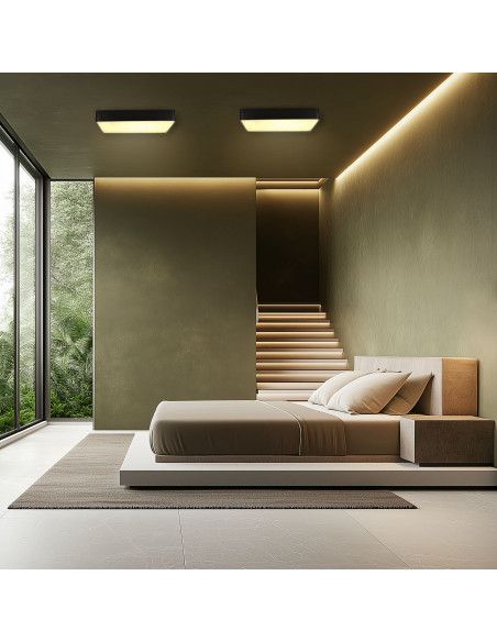 CANDELLUX Quattro lampa sufitowa plafon kwadrat czarny 35x35 18W LED 4000K klosz bia³y 10-31952