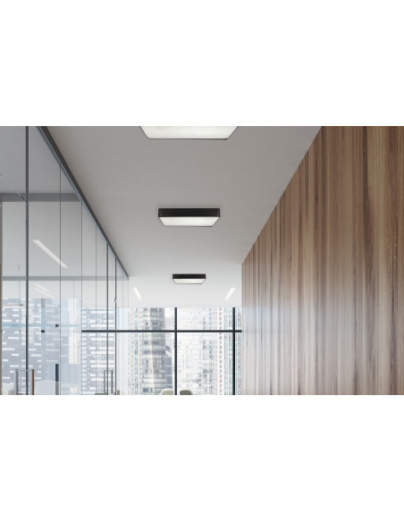 CANDELLUX Quattro lampa sufitowa plafon kwadrat czarny 35x35 18W LED 4000K klosz bia³y 10-31952