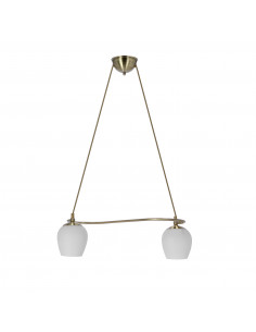 CANDELLUX Serano lampa wisząca patynowy 2x60W E27 klosz biały 32-07360