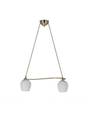 CANDELLUX Serano lampa wisząca patynowy 2x60W E27 klosz biały 32-07360