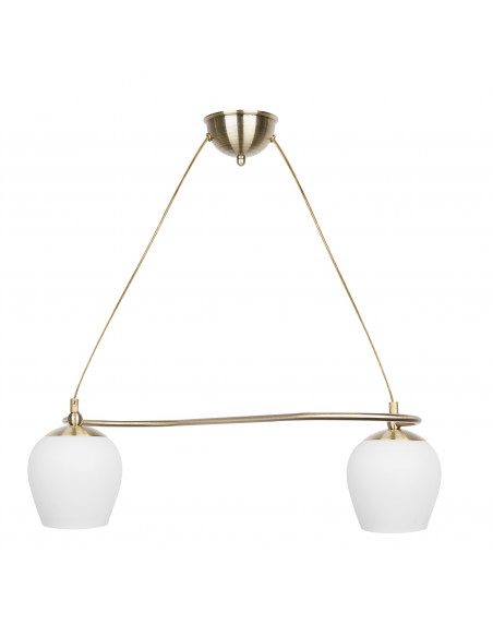 CANDELLUX Serano lampa wisząca patynowy 2x60W E27 klosz biały 32-07360