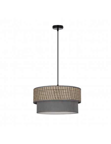 CANDELLUX Karrara lampa wisząca czarny 1x60W E27 abażur szaro beżowy+szary 31-23865