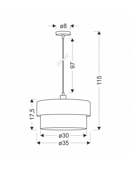 CANDELLUX Karrara lampa wisząca czarny 1x60W E27 abażur szaro beżowy+szary 31-23865