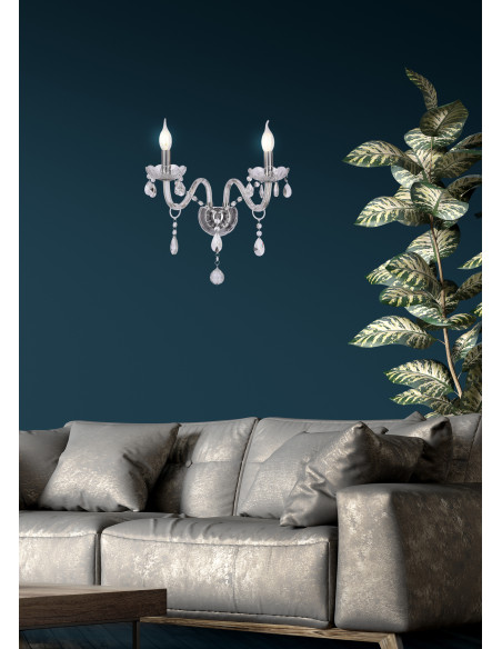 CANDELLUX Cristallo lampa kinkiet chromowy 2x40W E14 transparentny 22-30276
