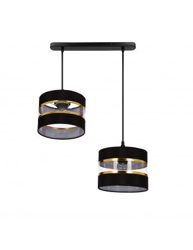 CANDELLUX PANDY lampa wisząca czarny 2x40W E27 abażur czarny+złoty 32-37589