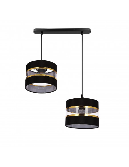 CANDELLUX PANDY lampa wisząca czarny 2x40W E27 abażur czarny+złoty 32-37589