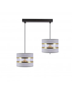 CANDELLUX PANDY lampa wisząca czarny 2x40W E27 abażur szary+złoty 32-37633