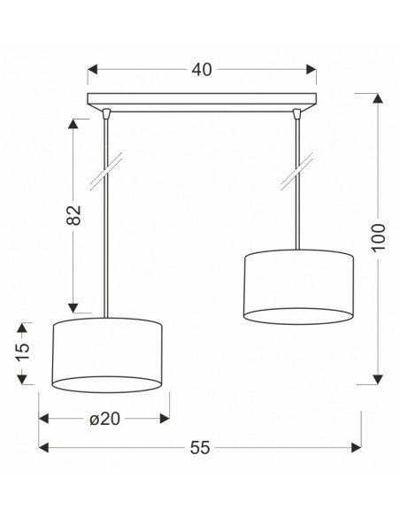 CANDELLUX PANDY lampa wisząca czarny 2x40W E27 abażur szary+złoty 32-37633