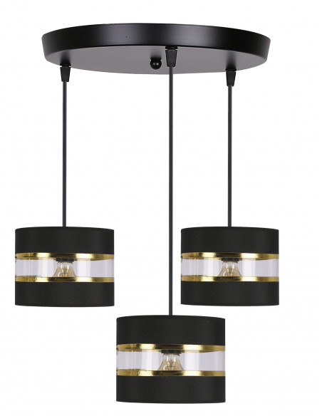 CANDELLUX PANDY lampa wisząca czarny talerz 3x40W E27 abażur czarny+złoty 33-37602