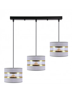 CANDELLUX PANDY lampa wisząca czarny 3x40W E27 abażur szary+złoty 33-37657