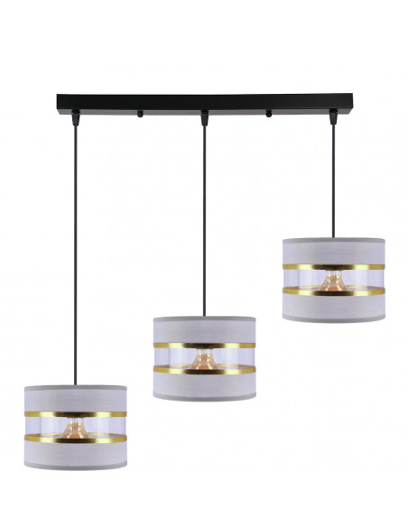 CANDELLUX PANDY lampa wisząca czarny 3x40W E27 abażur szary+złoty 33-37657