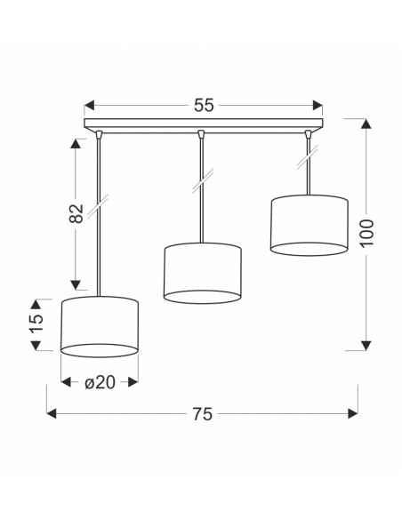 CANDELLUX PANDY lampa wisząca czarny 3x40W E27 abażur szary+złoty 33-37657