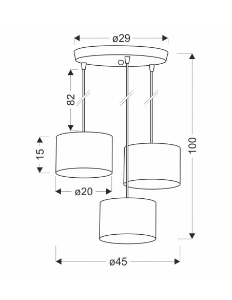 CANDELLUX PANDY lampa wisząca czarny talerz 3x40W E27 abażur szary+złoty 33-37664