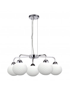 CANDELLUX Madryt lampa wisz¹ca chrom 5x60W E27 klosz biały 35-32942