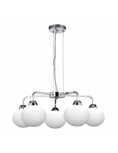 CANDELLUX Madryt lampa wisz¹ca chrom 5x60W E27 klosz biały 35-32942