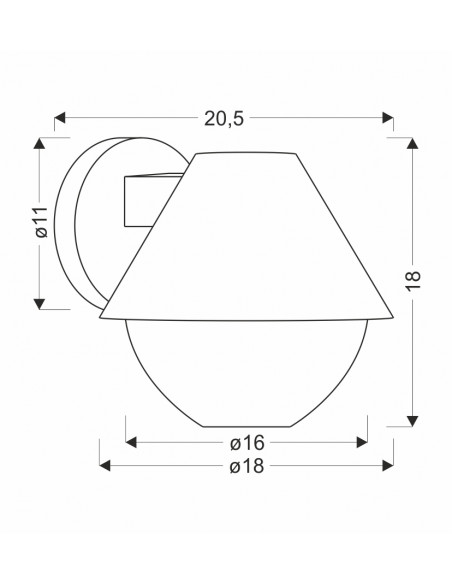 CANDELLUX Hendera lampa ogrodowa kinkiet 20,5x17,5 czarny 1x40W E27 klosz stożek IP44 21-32256