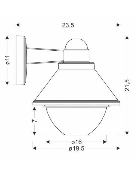 CANDELLUX Saginia lampa ogrodowa kinkiet 23,5x20,5cm czarny 1x40W E27 klosz okrągły IP44 21-32362