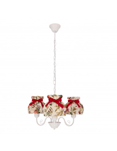 CANDELLUX ROZANO lampa wisząca biały 3x40W E27 abażur kwiatowy 33-36902