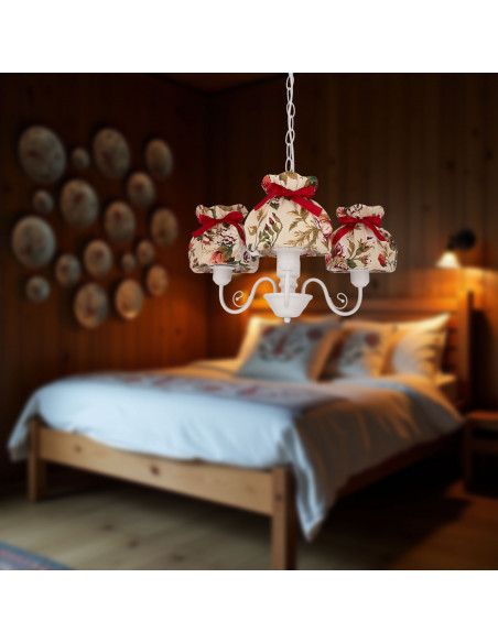 CANDELLUX ROZANO lampa wisząca biały 3x40W E27 abażur kwiatowy 33-36902