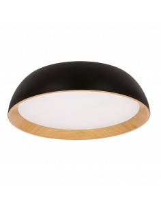 CANDELLUX Calabria lampa sufitowa plafon czarno drewniany 24W LED 40x32 cm klosz biały 14-32805