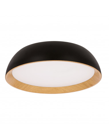 CANDELLUX Calabria lampa sufitowa plafon czarno drewniany 24W LED 40x32 cm klosz biały 14-32805