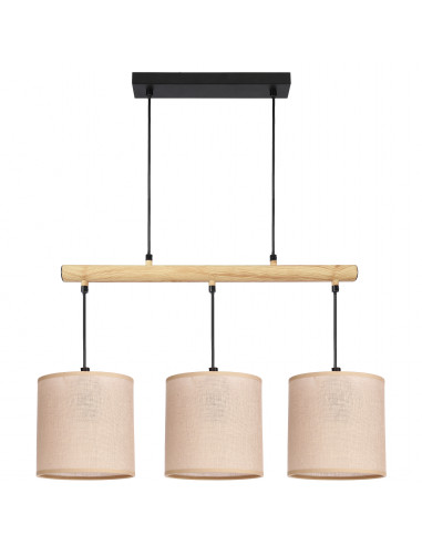 CANDELLUX Combi lampa wisząca czarny 3x60W E27 abażur beżowy 33-39972