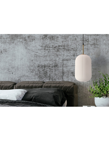 CANDELLUX CRESTO lampa wiszaca biały+złoty 1x40W E27 klosz biały 31-35455