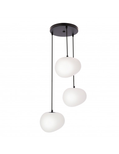 CANDELLUX STONES lampa wisząca talerz czarny 20cm 3x40W E27 klosz biały 33-35172