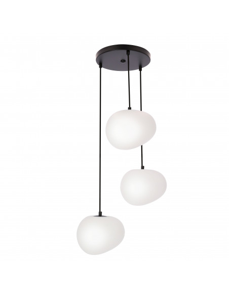 CANDELLUX STONES lampa wisząca talerz czarny 20cm 3x40W E27 klosz biały 33-35172