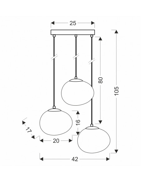 CANDELLUX STONES lampa wisząca talerz czarny 20cm 3x40W E27 klosz biały 33-35172
