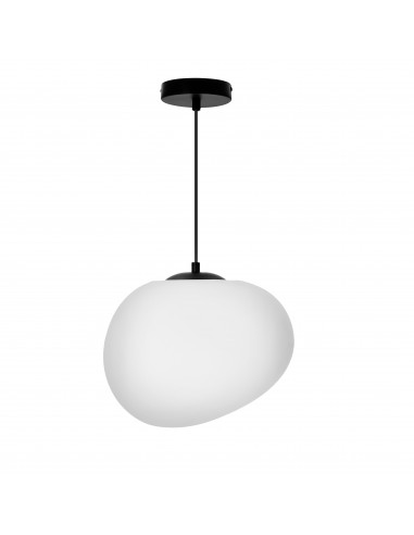CANDELLUX STONES lampa wisząca czarny 30cm 1x40W E27 klosz biały 31-35141