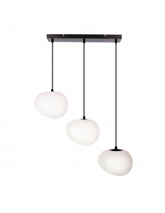 CANDELLUX STONES lampa wisząca czarny 20cm 3x40W E27 klosz biały 33-35158