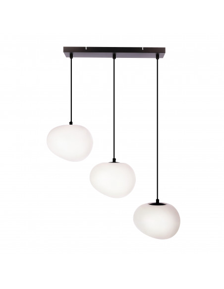 CANDELLUX STONES lampa wisząca czarny 20cm 3x40W E27 klosz biały 33-35158