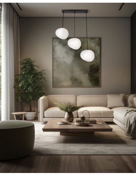 CANDELLUX STONES lampa wisząca czarny 20cm 3x40W E27 klosz biały 33-35158