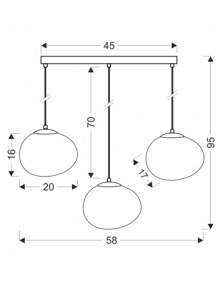 CANDELLUX STONES lampa wisząca czarny 20cm 3x40W E27 klosz biały 33-35158